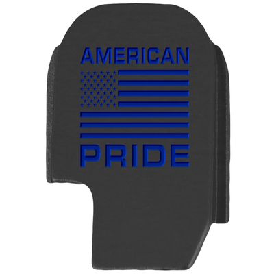 NDZ Performance Slide Cover Back Plate for Sig P365 P365X P365 XL P365 X Macro 9mm .380, Black Aluminum with Dark Blue Laser Engraved US Flag Patriotic Images - American Pride US Flag