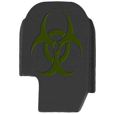 NDZ Performance Slide Cover Back Plate for Sig P365 P365X P365 XL P365 X Macro 9mm .380, Black Aluminum with Olive Drab Green Laser Engraved Skull Images - Biohazard