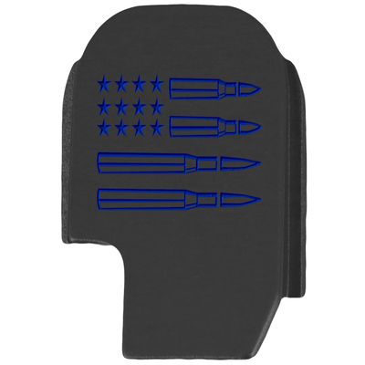 NDZ Performance Slide Cover Back Plate for Sig P365 P365X P365 XL P365 X Macro 9mm .380, Black Aluminum with Dark Blue Laser Engraved Trending Images - Stars Bullets US Flag