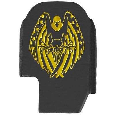 NDZ Performance Slide Cover Back Plate for Sig P365 P365X P365 XL P365 X Macro 9mm .380, Black Aluminum with Light Gold Laser Engraved Trending Images - USA Flag Eagle