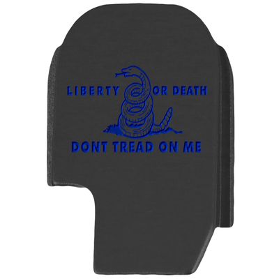 NDZ Performance Slide Cover Back Plate for Sig P365 P365X P365 XL P365 X Macro 9mm .380, Black Aluminum with Dark Blue Laser Engraved Patriotic Images - Don't Tread On Me Liberty and Death