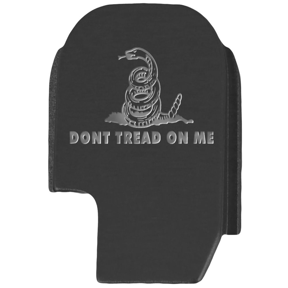 NDZ Performance Slide Cover Back Plate for Sig P365/P365X/P365XL/P365X Macro - 9mm/.380, Black Aluminum with Silver Laser Engraved Patriotic Images - Don't Tread On Me