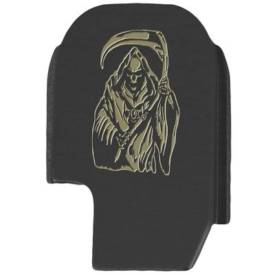 NDZ Performance Slide Cover Back Plate for Sig P365 P365X P365 XL P365 X Macro 9mm .380, Black Aluminum with Flat Dark Earth Laser Engraved Skull Images - Grim Reaper 1
