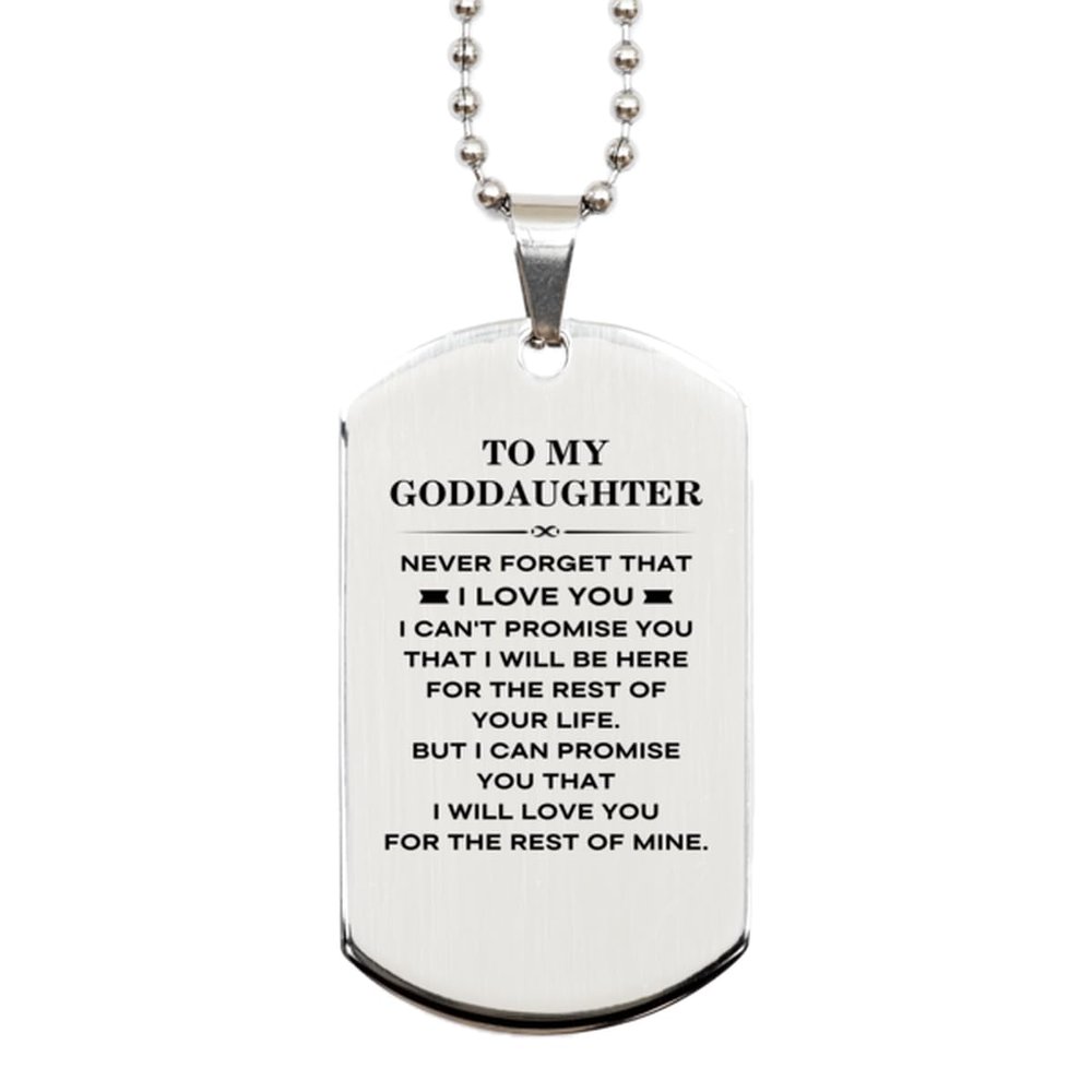 Mother's Day Thoughtful Gifts for Goddaughter, Unique Silver Dog Tag Necklace, Encouraging Gifts from Family