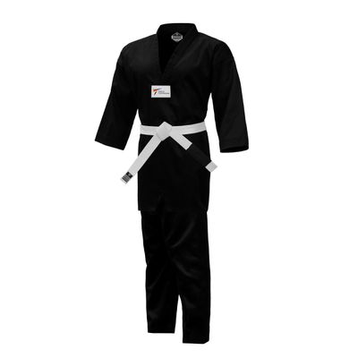 TRUESAGA - Regular Taekwondo Gi Pull Over Uniform 8 Oz Cotton-Poly Light Weight Plain No Logo (Black, 0)