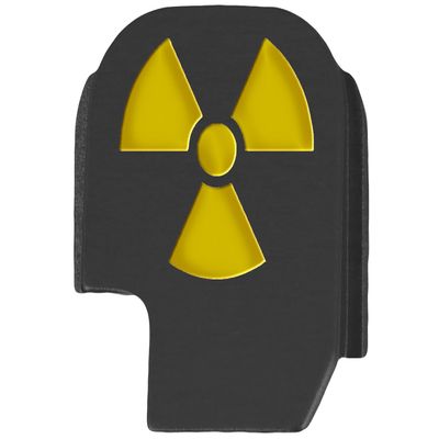 NDZ Performance Slide Cover Back Plate for Sig P365 P365X P365 XL P365 X Macro 9mm .380, Black Aluminum with Light Gold Laser Engraved Skull Images - Radiation Nuclear Symbol