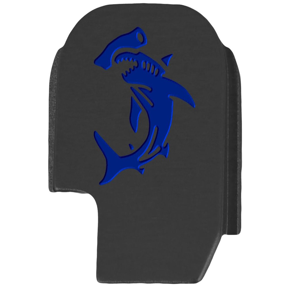 NDZ Performance Slide Cover Back Plate for Sig P365 P365X P365 XL P365 X Macro 9mm .380, Black Aluminum with Dark Blue Laser Engraved Trending Images - Hammerhead Shark