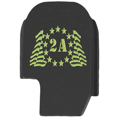 NDZ Performance Slide Cover Back Plate for Sig P365 P365X P365 XL P365 X Macro 9mm .380, Black Aluminum with Light Green Laser Engraved Patriotic Images - 2nd Amendment 13 Stars Flag