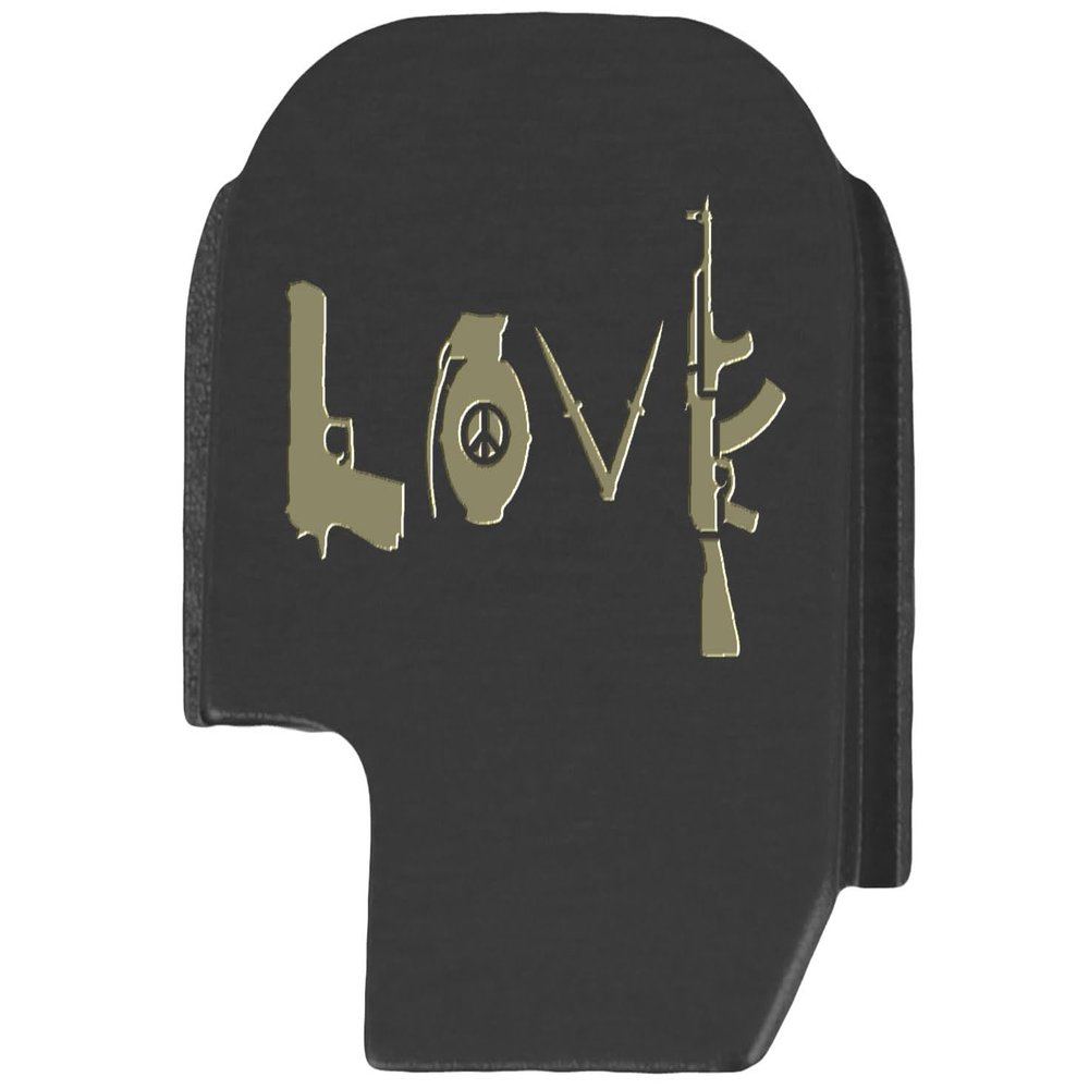 NDZ Performance Slide Cover Back Plate for Sig P365 P365X P365 XL P365 X Macro 9mm .380, Black Aluminum with Flat Dark Earth Laser Engraved Popular Images - Love Guns