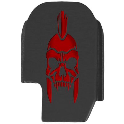 NDZ Performance Slide Cover Back Plate for Sig P365 P365X P365 XL P365 X Macro 9mm .380, Black Aluminum with Red Laser Engraved Trending Images - Spartan Skull Helmet
