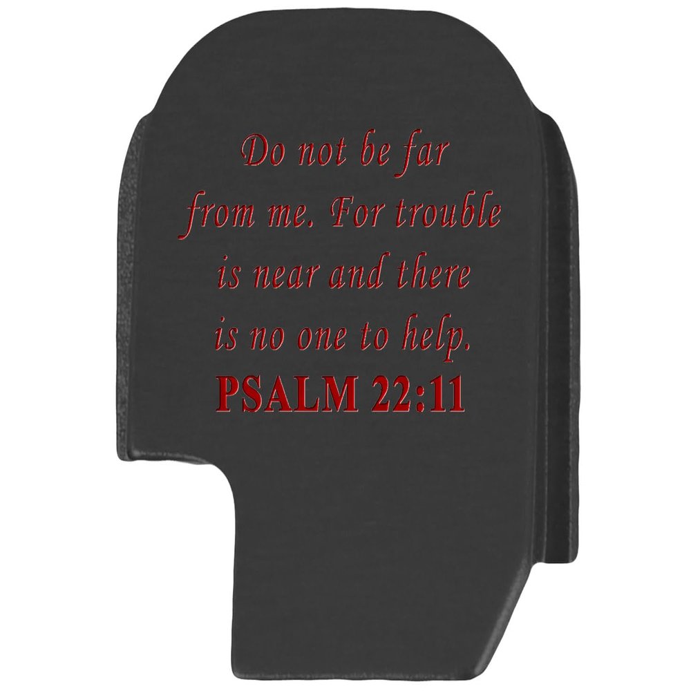 NDZ Performance Slide Cover Back Plate for Sig P365 P365X P365 XL P365 X Macro 9mm .380, Black Aluminum with Red Laser Engraved Spiritual Images - Bible Psalm 22:11