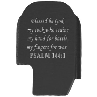 NDZ Performance Slide Cover Back Plate for Sig P365 P365X P365 XL P365 X Macro 9mm .380, Black Aluminum with Silver Laser Engraved Spiritual Images - Bible Psalm 144:1