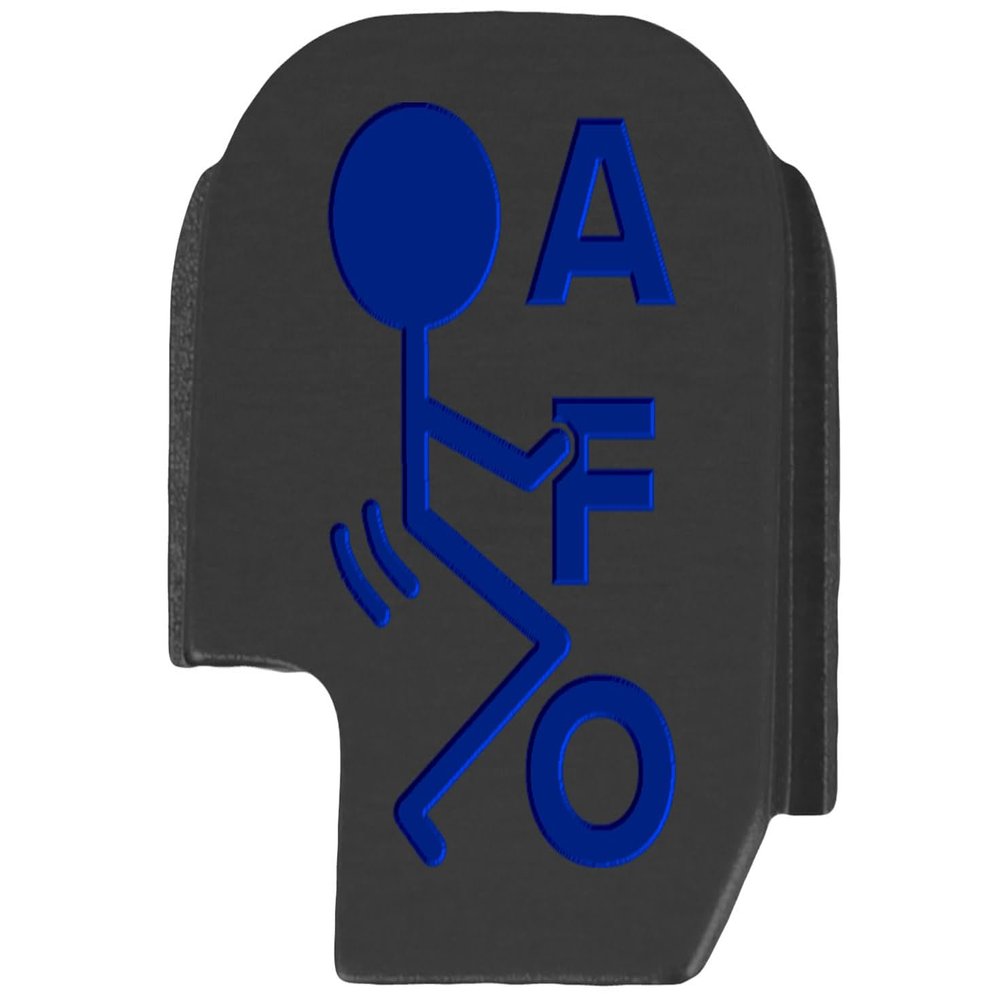 NDZ Performance Slide Cover Back Plate for Sig P365 P365X P365 XL P365 X Macro 9mm .380, Black Aluminum with Dark Blue Laser Engraved Trending Images - FAFO Stickman