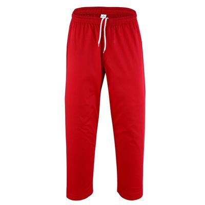 TRUESAGA - Solid Color Regular Karate Pants 8 Oz Cotton-Poly Light Weight Unisex (Red, 3)