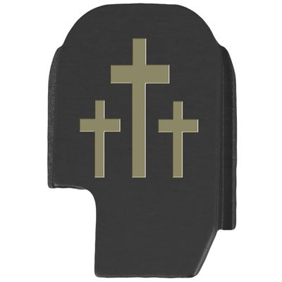 NDZ Performance Slide Cover Back Plate for Sig P365 P365X P365 XL P365 X Macro 9mm .380, Black Aluminum with Flat Dark Earth Laser Engraved Spiritual Images - 3 Crosses