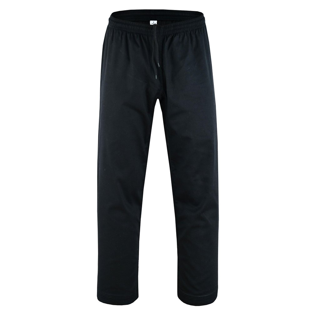 TRUESAGA - Solid Color Regular Karate Pants 8 Oz Cotton-Poly Light Weight Unisex (Black, 00)