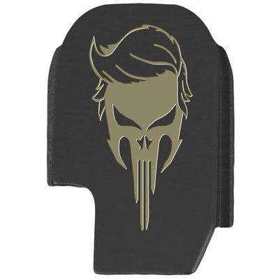 NDZ Performance Slide Cover Back Plate for Sig P365 P365X P365 XL P365 X Macro 9mm .380, Black Aluminum with Flat Dark Earth Laser Engraved Skull Images - Trump Skull