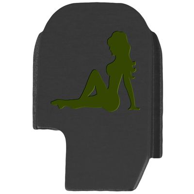 NDZ Performance Slide Cover Back Plate for Sig P365 P365X P365 XL P365 X Macro 9mm .380, Black Aluminum with Olive Drab Green Laser Engraved Popular Images - Trucker Mudflap Girl