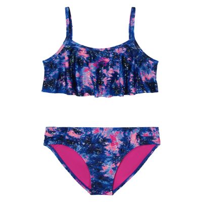 Under Armour Girls' Two Piece Bikini Swimsuit, UPF 50+ Sun Protection, Quick Drying Bathing Suit, Photon Blue Dye, 7