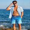 zeetoo Mens Swim Trunks with Compression Liner 5.5" Inseam Quick Dry Swim Shorts Gradient-Fish-Blue 2XL view 3