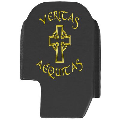 NDZ Performance Slide Cover Back Plate for Sig P365 P365X P365 XL P365 X Macro 9mm .380, Black Aluminum with Light Gold Laser Engraved Spiritual Images - Veritas Aequitas Saints