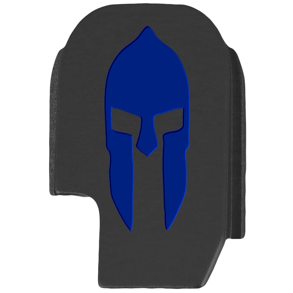 NDZ Performance Slide Cover Back Plate for Sig P365 P365X P365 XL P365 X Macro 9mm .380, Black Aluminum with Dark Blue Laser Engraved Patriotic Images - Spartan Helmet 1