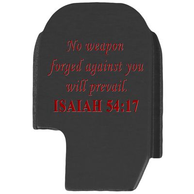 NDZ Performance Slide Cover Back Plate for Sig P365 P365X P365 XL P365 X Macro 9mm .380, Black Aluminum with Red Laser Engraved Spiritual Images - Bible Isaiah 54:17