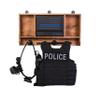 Guard The Line Police Gear Rack with Quick Access Safe - American Flag Tactical Gear Rack - Law Enforcement Vest and Duty Belt Holder - Police Wall Rack Organizer (Natural Wood - Thin Blue Line) view 1