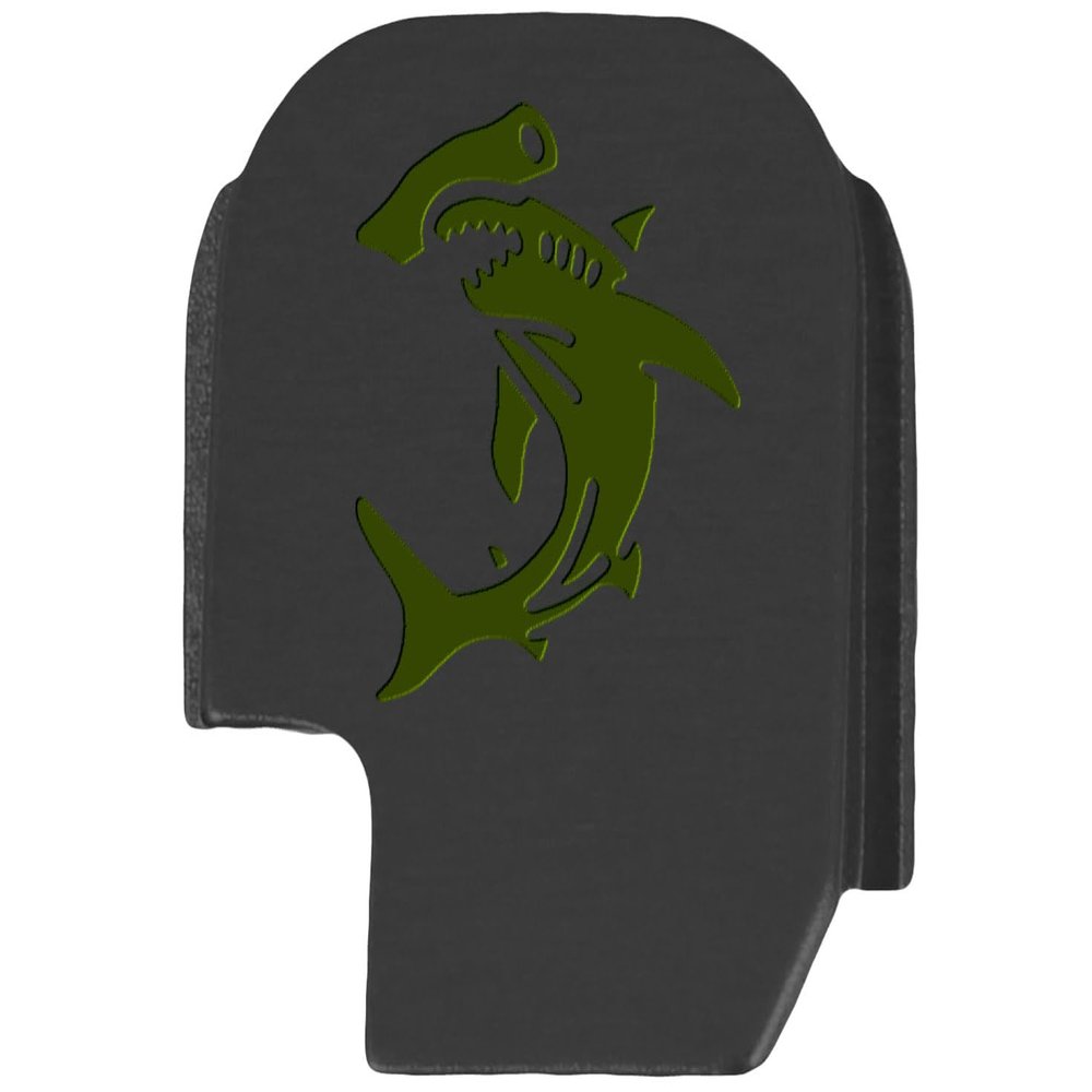 NDZ Performance Slide Cover Back Plate for Sig P365 P365X P365 XL P365 X Macro 9mm .380, Black Aluminum with Olive Drab Green Laser Engraved Trending Images - Hammerhead Shark