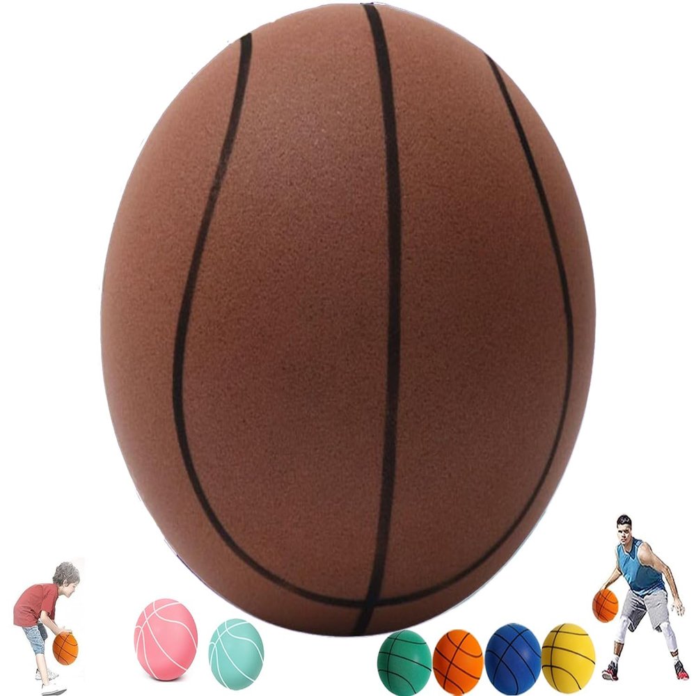 IVMqclicc Silent Basketball, Quiet Basketball Dribbling Indoor, The Handleshh Silent Basketball, Hushhandle Silent Foam Basketball, Mute Basketball,high-Resilience,Safe, Soft (No.7/9.4in, Brown)