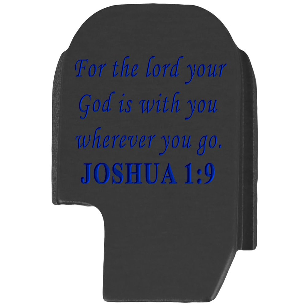 NDZ Performance Slide Cover Back Plate for Sig P365 P365X P365 XL P365 X Macro 9mm .380, Black Aluminum with Dark Blue Laser Engraved Spiritual Images - Bible Joshua 1:9