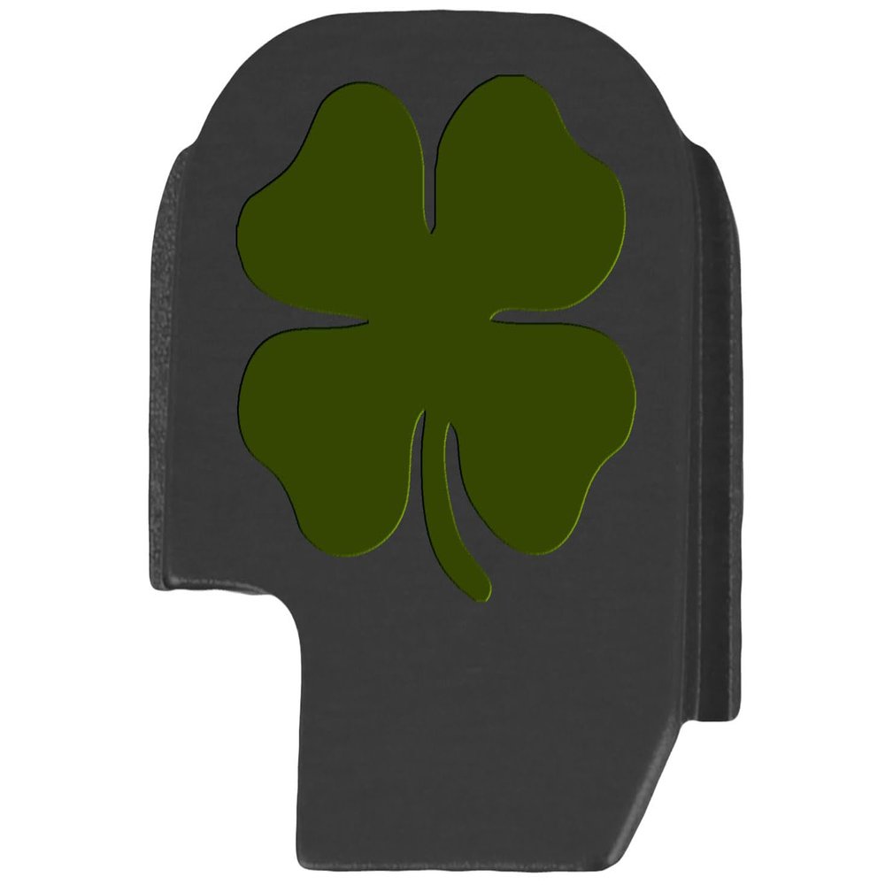 NDZ Performance Slide Cover Back Plate for Sig P365 P365X P365 XL P365 X Macro 9mm .380, Black Aluminum with Olive Drab Green Laser Engraved Popular Images - 4 Leaf Clover