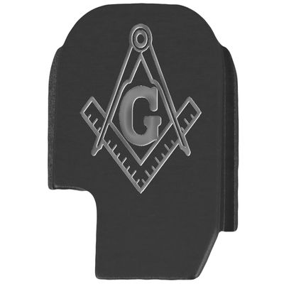 NDZ Performance Slide Cover Back Plate for Sig P365 P365X P365 XL P365 X Macro 9mm .380, Black Aluminum with Silver Laser Engraved Popular Images - Masonic Square and Compass