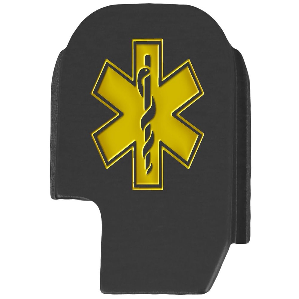 NDZ Performance Slide Cover Back Plate for Sig P365 P365X P365 XL P365 X Macro 9mm .380, Black Aluminum with Light Gold Laser Engraved Patriotic Images - EMS Star