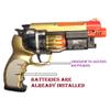 Large LED Light-Up Blaster with Sound (8.5) Adult Size Blade Runner Toy Pistol. Gold Silver and Black with Orange Tip. Batteries Included (2, Gold) view 4