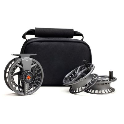 LAMSON | Liquid S-Series Size -3+ Fly Fishing Reel 3 Pack | All-Water | 1 Reel & 2 Bonus Spools + Carrying Case | Large Arbor, Powerful Sealed Drag, Pressure Cast Aluminum | Smoke | 2wt 3wt 4wt Size