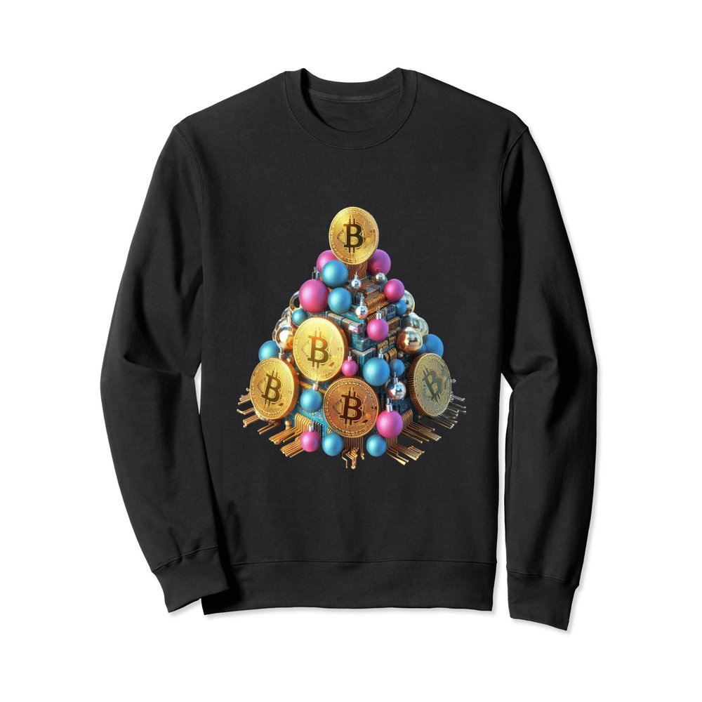 Bitcoin Christmas Tree Circuit Board Ornaments Sweatshirt