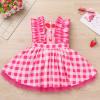 Baby Girls Strawberry Outfit Toddler Kids My 1st Birthday Party Dress Cake Smash Photo Shooting Ruffle Sleeve A-line Plaid Skirt Formal Party Pageant Summer Holiday Sundress Pink Plaid 3-4T view 2