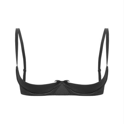 Alvivi Womens Sexy Satin Bras Spaghetti Straps Underwire Half Cup Push Up Lingerie Underwear Black Medium