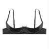 Alvivi Womens Sexy Satin Bras Spaghetti Straps Underwire Half Cup Push Up Lingerie Underwear Black Medium view 4