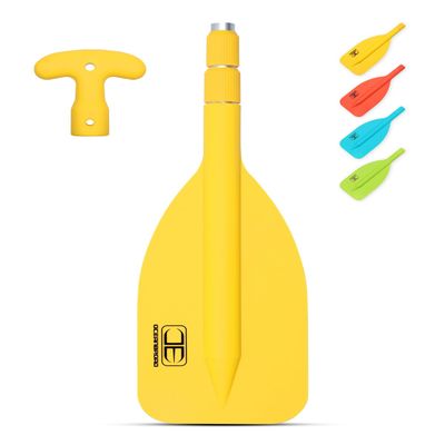 OCEANBROAD Telescoping Emergency Paddle 21''-42''Assembling Required Collapsible Paddles Aluminium Shaft for Kayaking Boating Canoeing River Tubing, Yellow, 1 Paddle