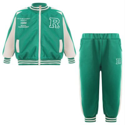 Hansber Kids Boys Girls Tracksuit Sweatsuit Full Zip Jackets with Jogger Sweatpants Set 2 Piece Sports Suit Green 7-8