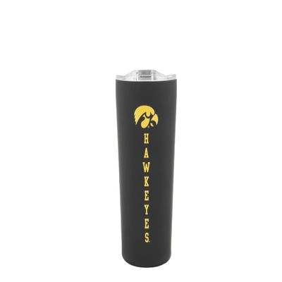 Decorvo Officially Licensed Collegiate Stainless Steel Tumbler - Double Walled Insulated Travel Tumbler with Slide Lid - 18 oz (Iowa - Black)