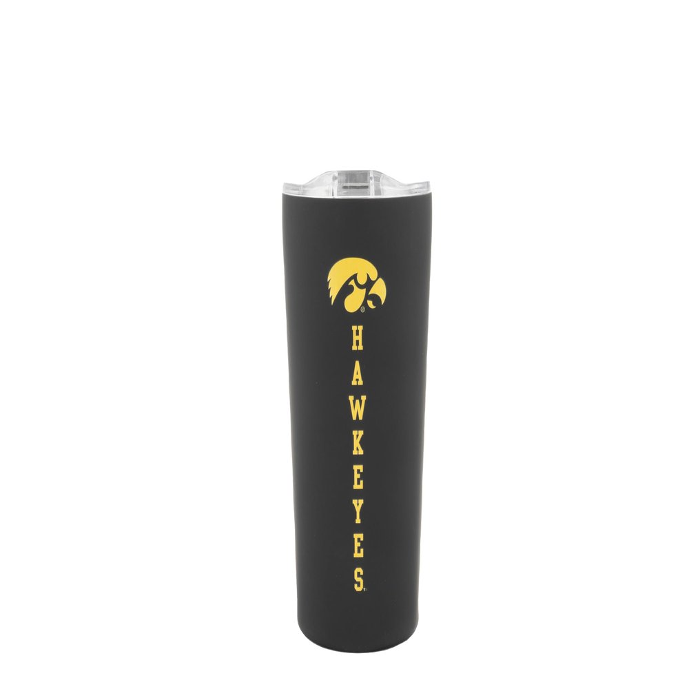 Decorvo Officially Licensed Collegiate Stainless Steel Tumbler - Double Walled Insulated Travel Tumbler with Slide Lid - 18 oz (Iowa - Black)