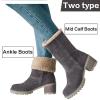 ZBYY Women's Chunky Ankle Booties Fur Lined Winter Warm Snow Boots Pump Slip On Western Boots Dressy Booties view 2