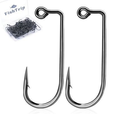 FishTrip 90-Degree Jig Hooks Fishing - 50pcs Aberdeen Long Shank Hook Jig Maker for Freshwater Saltwater Fly Tying 3/0