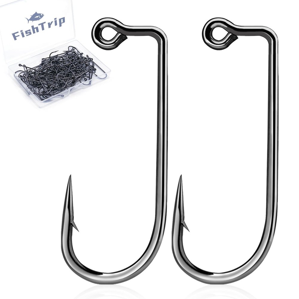 FishTrip 90-Degree Jig Hooks Fishing - 50pcs Aberdeen Long Shank Hook Jig Maker for Freshwater Saltwater Fly Tying 3/0