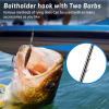 FishTrip Baitholder Fishing Hooks, 100 Pack Bait Holder Hook Double Barbed Offset Long Shank Live Bait Fish Hooks Saltwater Freshwater for Bluegill Bass Trout Walleye 6# view 4