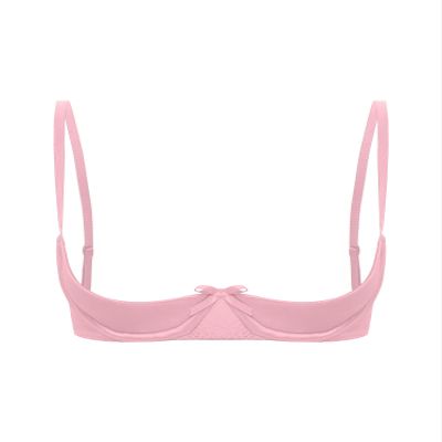 Alvivi Womens Sexy Satin Bras Spaghetti Straps Underwire Half Cup Push Up Lingerie Underwear Pink Medium