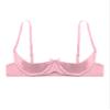 Alvivi Womens Sexy Satin Bras Spaghetti Straps Underwire Half Cup Push Up Lingerie Underwear Pink Medium view 4